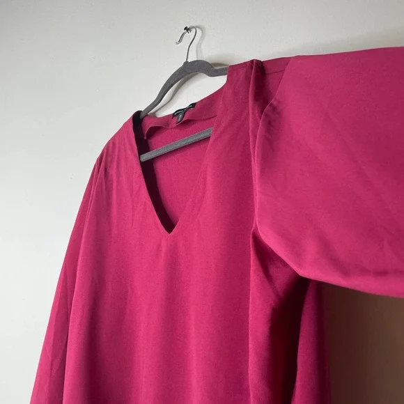 Universal Standard Balloon Sleeve Blouse in Anemone Pink Fuchsia Sz XS - 10 - 12 - Picture 5 of 9